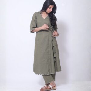 olive aura linen dress