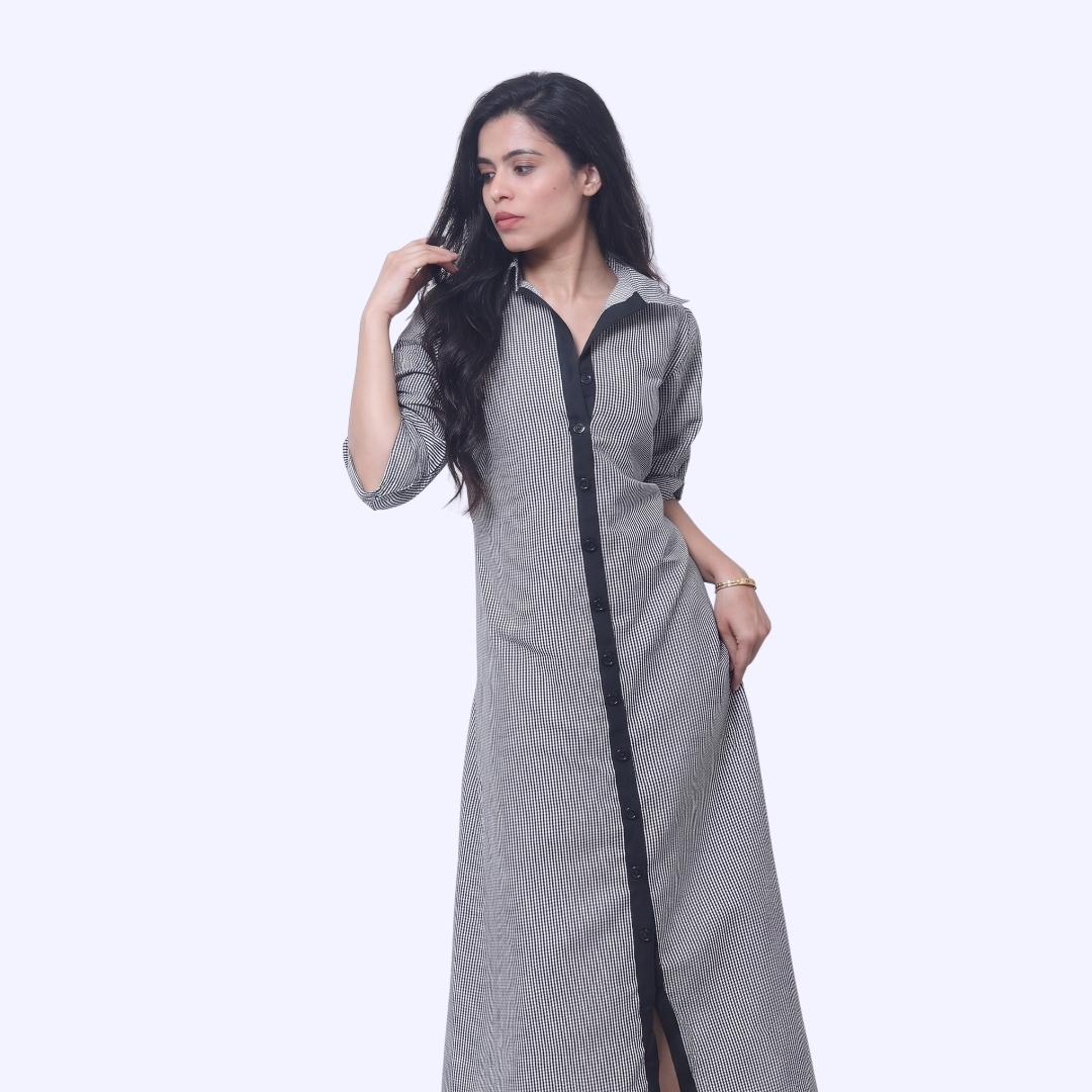 black & white stripted long shirt dress black & white stripted long shirt dress