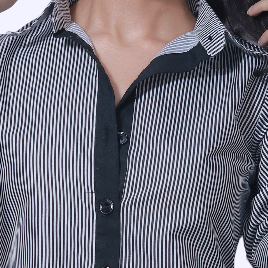 black & white stripted long shirt dress black & white stripted long shirt dress