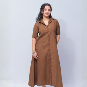 brown long shirt dress